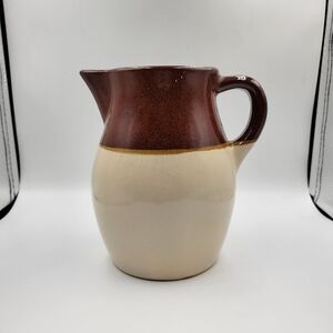 Vtg Roseville USA Pottery Pitcher Beige Brown (Stamped)
